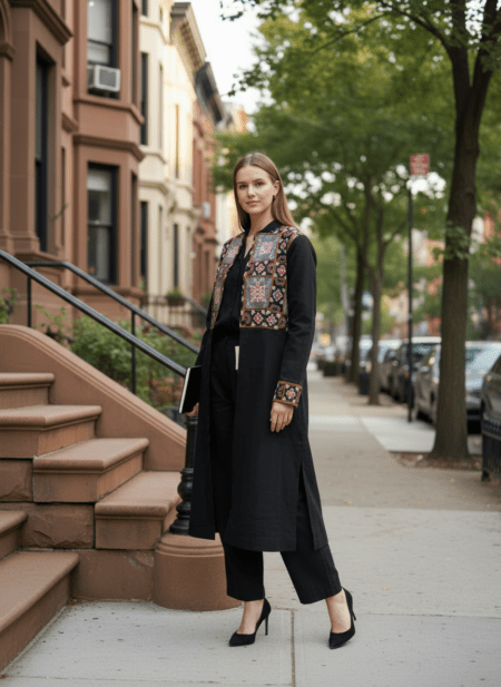 Black Pashapali Long Jacket