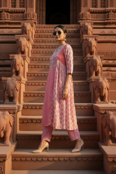 Summer Handloom Peach Kurta