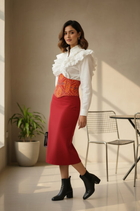 Red Sambalpuri Corset Belt