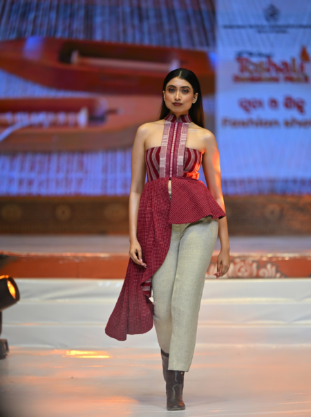 Kotpad Handloom Maroon Asymmetric Dress