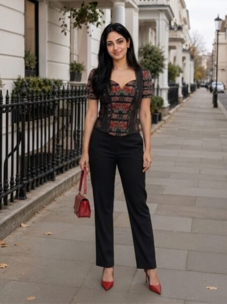 Handloom Black Corset with Sleeve