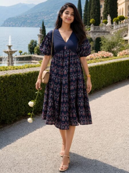 Embroidery Gather Dress