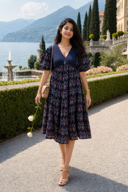 Embroidery Gather Dress