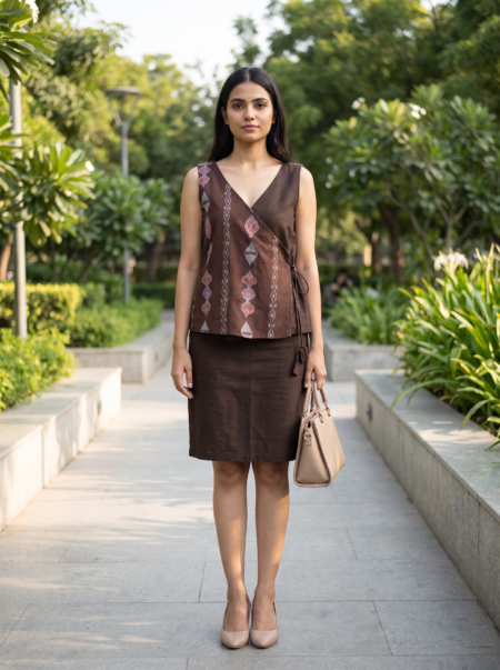 Aparna Overlap Brown Top